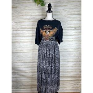Cathy Daniels Gray Leopard Animal Print Pleated Maxi Skirt